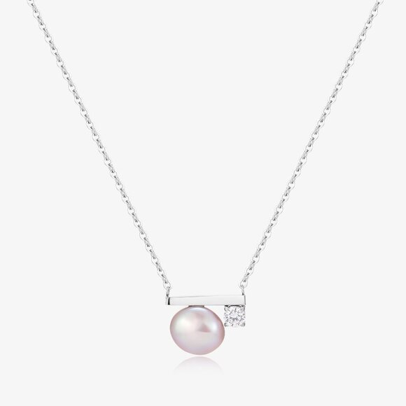Simple Balance Design Freshwater Pearl Necklace - Picture 4 of 5